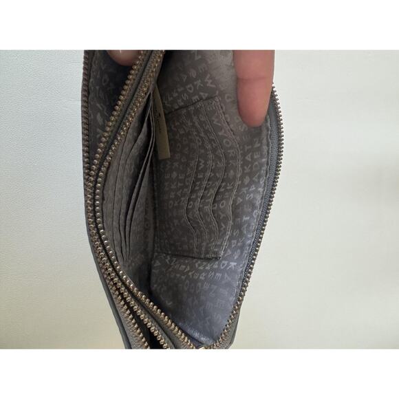 Kate Spade Wristlet Clutch Gray Nylon Double Zip Pouch Card Slots Small - Picture 7 of 12